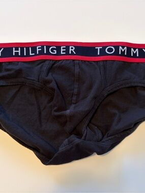 Tommy Hilfiger Men's Navy Briefs with Red-Trim Waistband and Logo